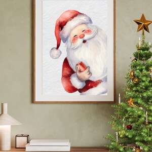 Santa Wall Art, Vintage Santa Print, Christmas Printable, Santa Christmas Decor, Watercolor Santa, Santa Clause Poster, Santa Printable Art