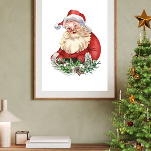 Printable Christmas wall Art, Santa Print, Vintage Xmas Holiday Art Print, Christmas Decor, Holidays decor, digital download