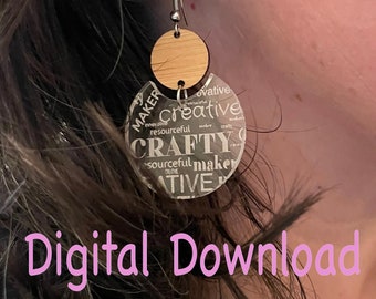 SVG - Maker Earrings - Crafty Earrings - Digital Download - DXF - Glowforge