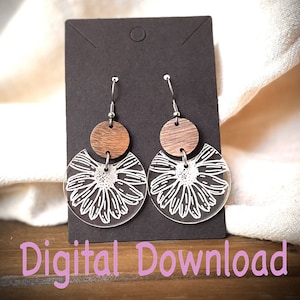 SVG - Daisy Etched Ohrringe - Digital Download - schlichte Ohrringe - Blume - Laser cut - Schmuck