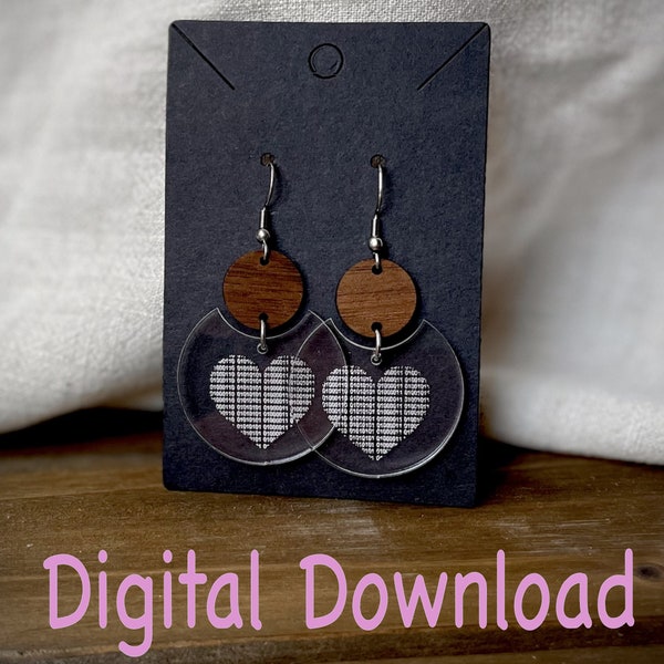 SVG - Binary Code - "FUCK" hidden in binary code earring files - Binary - Heart - Glowforge - Digital Download - Programmer - Nerd Jewelry