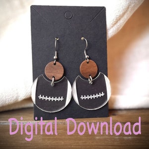 SVG- Etched Football Earrings - Digital Download - simple earrings - Football - laser cut - jewelry