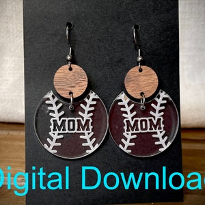 SVG- Baseball Mom Ohrringe - Digitaler Download - schlichte Ohrringe - Baseball - Laser geschnitten - Sport - Schmuck - Muttertag