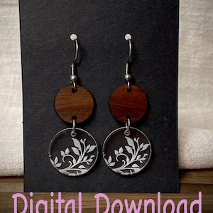 SVG- Weinrebe Ohrringe - Doppelkreis - Pflanzen - Weinrebe - Blätter - Digitaler Download - Schmuck - Schmuck - Acryl Ohrringe - Holz Ohrringe
