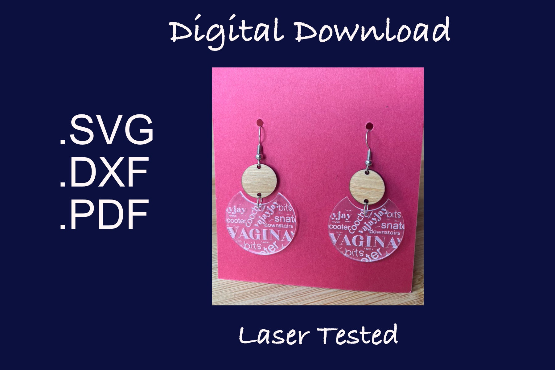 SVG- Vagina Earring Laser Cut File - Vagina Earring SVG - Glowforge Cut ...