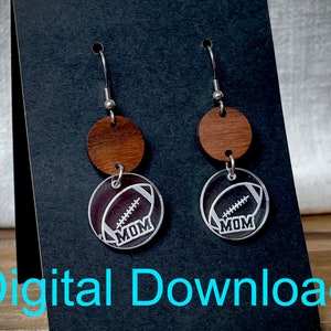 SVG- Pendientes de mamá de fútbol pequeños grabados - Descarga digital - pendientes simples - Fútbol - corte láser - Deportes - joyería - Día de la Madre