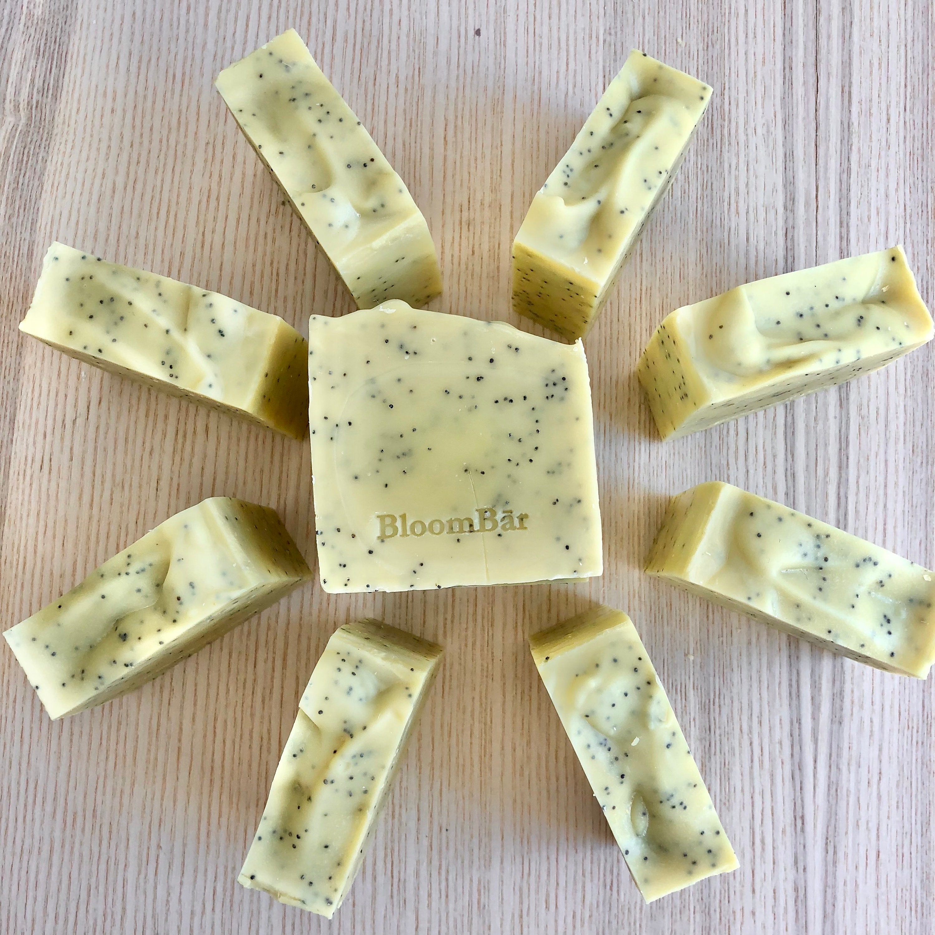 Lemon Poppy Seed Exfoliating Yellow Shea Butter Soap Handmade Small Batch All Natural Body Bar