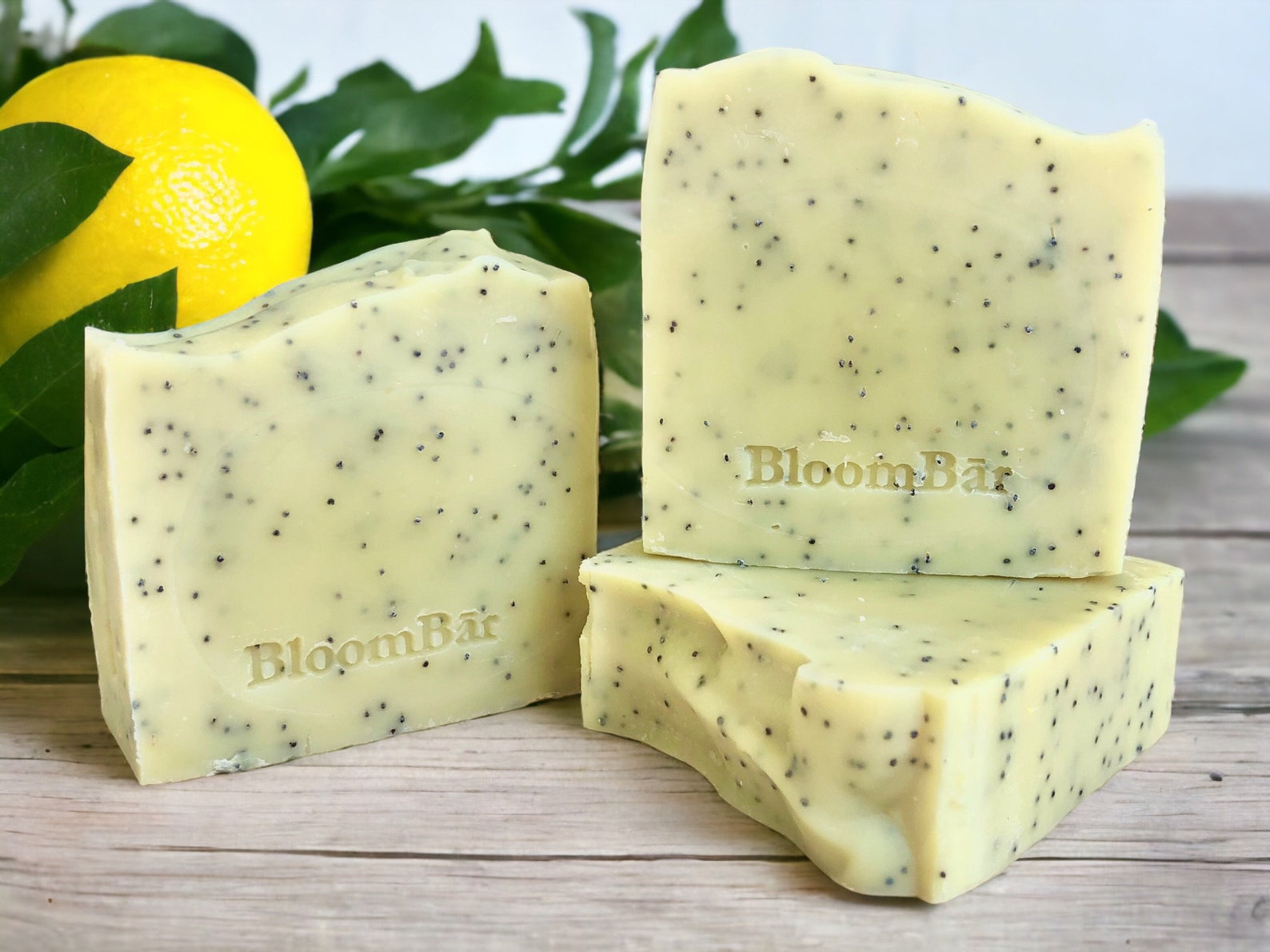 Lemon Poppy Seed Exfoliating Yellow Shea Butter Soap Handmade Small Batch All Natural Body Bar