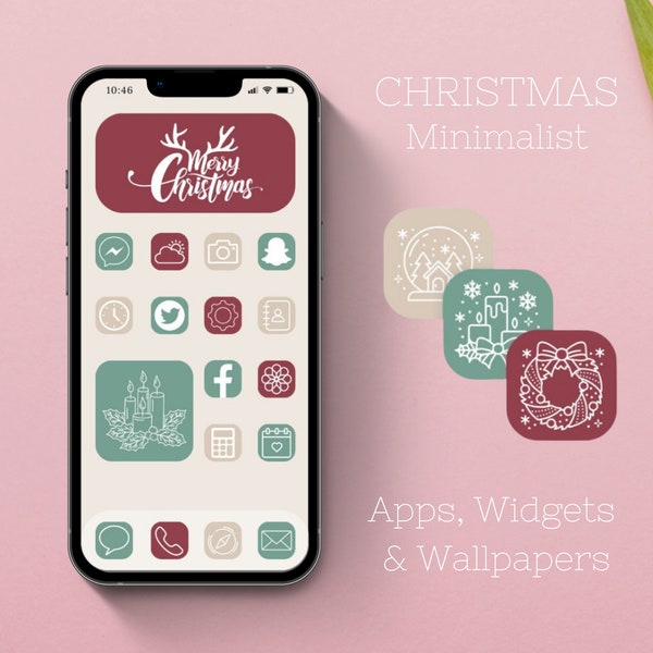 Christmas App Icons, Aesthetic iOS Icons, Minimalist iPhone Icons, Neutral iOS Icons, Boho Icon Pack, Christmas Widget Home Screen Icons