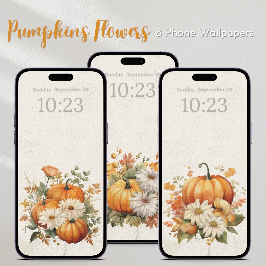 Pumpkins Phone Wallpapers Halloween Wallpaper iPhone Autumn - Etsy