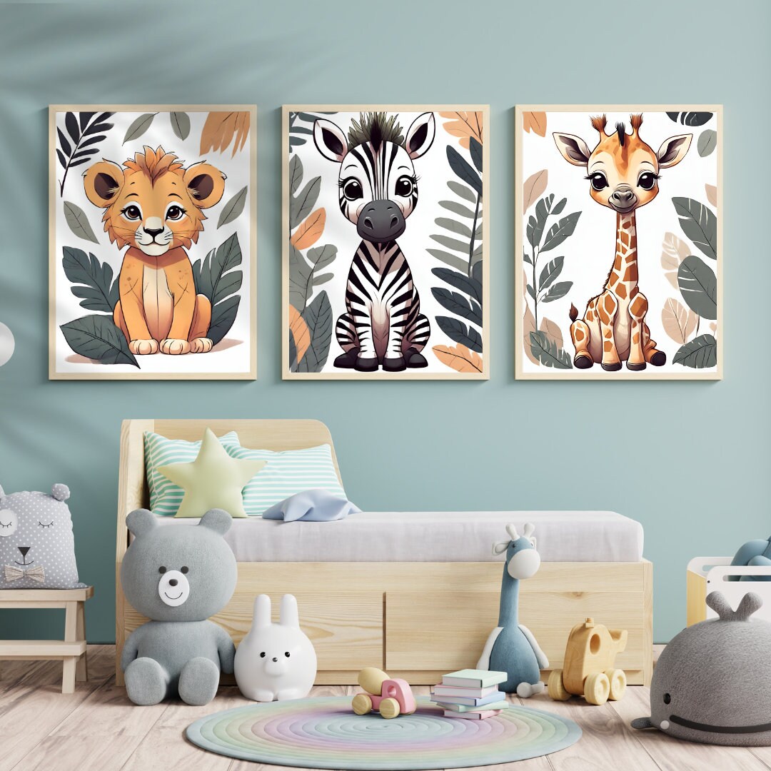 Jungle Animals Decor Nursery Wall Art Boho Nursery Decor Etsy