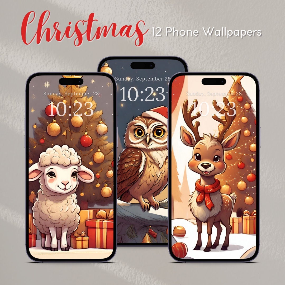 Cute Christmas Phone Wallpapers Christmas Ios Wallpaper Etsy