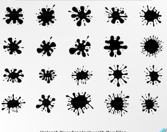 Splatter svg, paint svg, 20 Paint splatter svg, cut files, SVG files, cricut, vector, printable, colors splatter, PNG, DXF, digital download