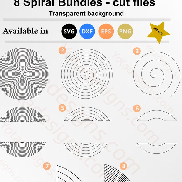Spiral lines SVG, 8 Spiral Bundles, spiral design, Spiral cut files, Spiral cut machine, Spiral PNG, Spiral victor format, spiral design
