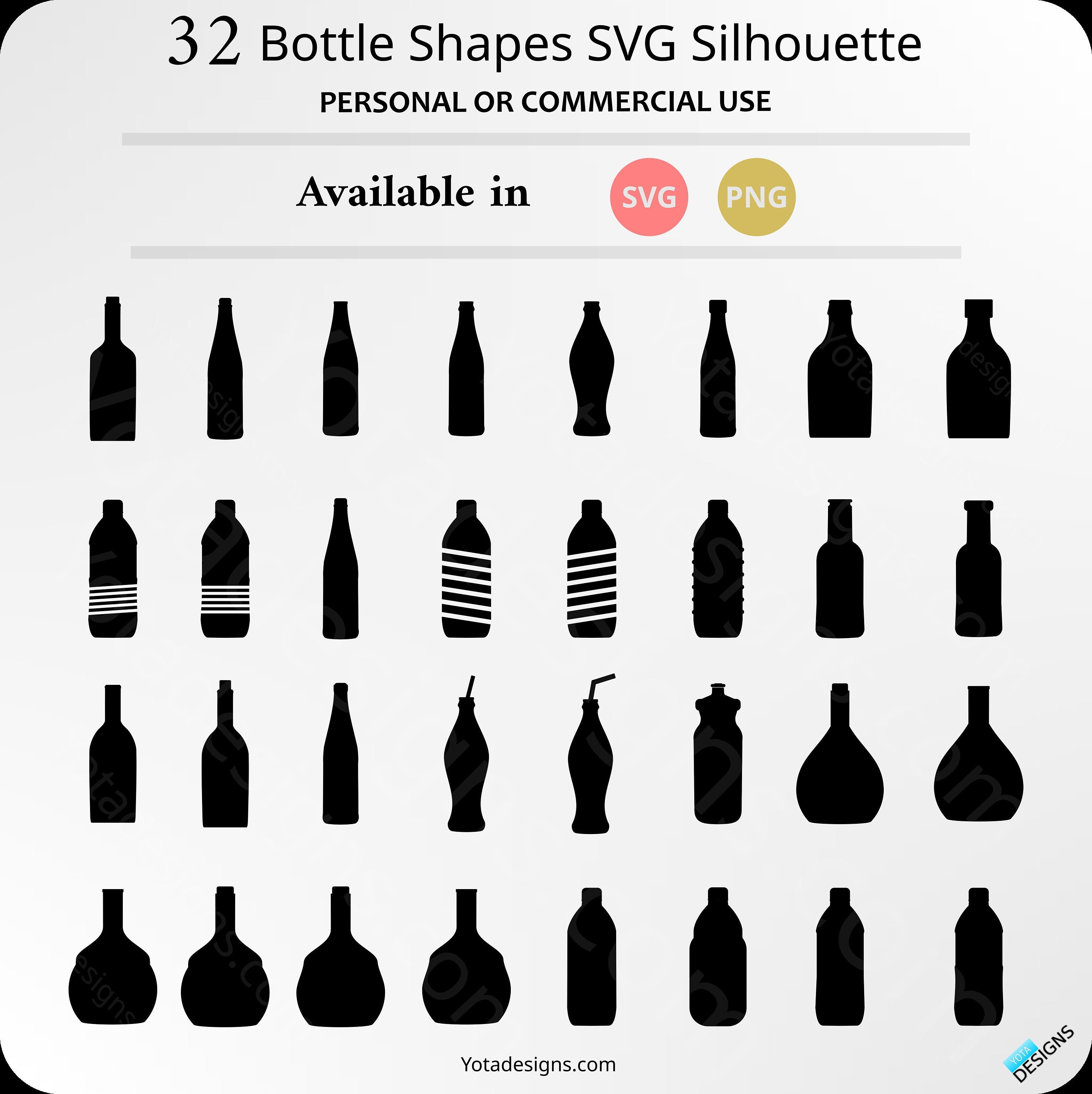 SVG-Dateien 32 Flaschen Formen Silhouette, PNG, Clip Art, digitale Kunst für kommerziellen und persönlichen Gebrauch, Instant Download
