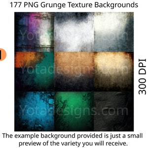 177 Grunge Texture Achtergronden Bundel PNG, Afdrukbaar, persoonlijk en commercieel gebruik, digitale download, kleurrijk ontwerp, patroon, sjabloon