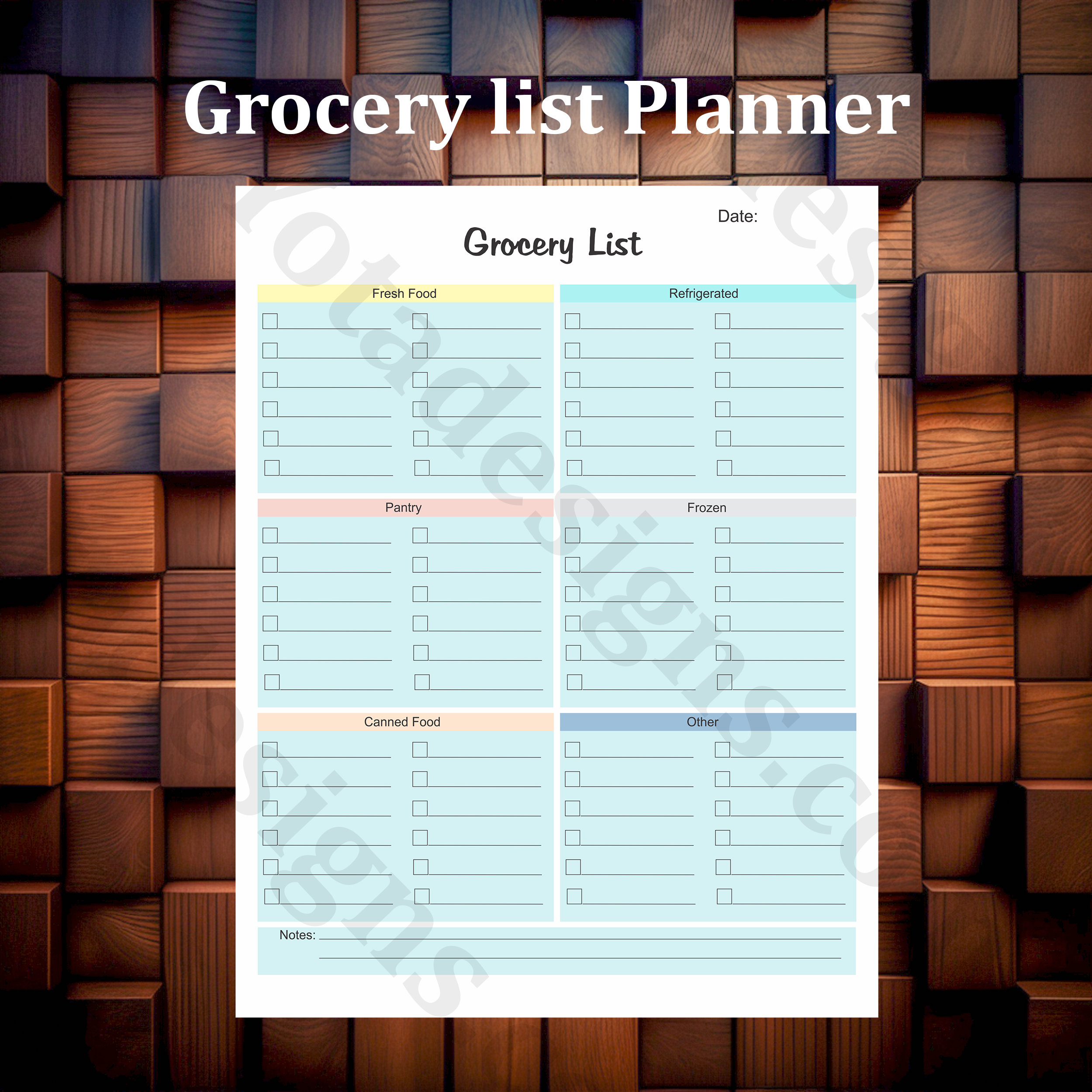 Grocery List Printable Planner, Digital Planner, Printable, Printable ...