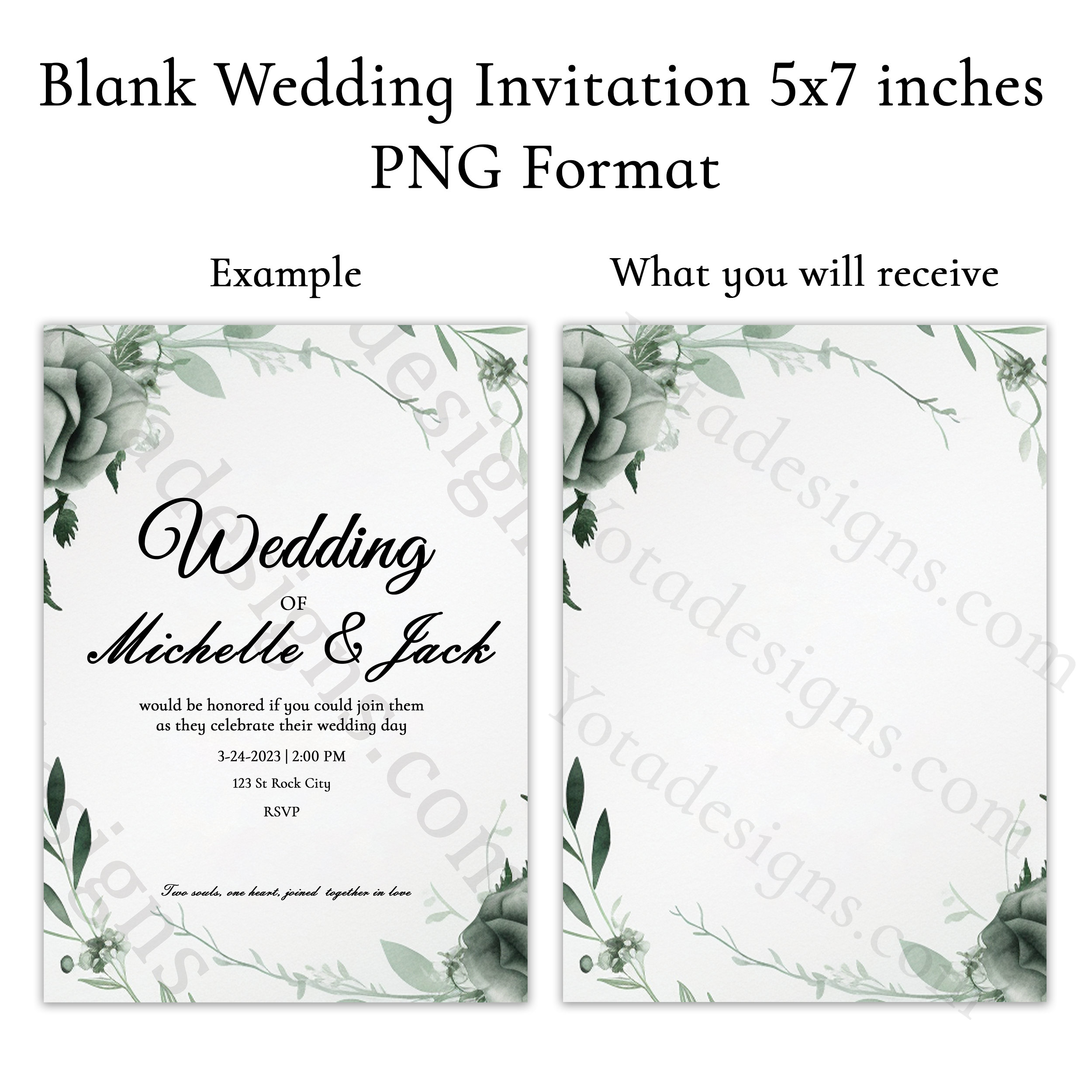 Printable 5x7 Wedding Invitation Template With Blank Space for Writing ...