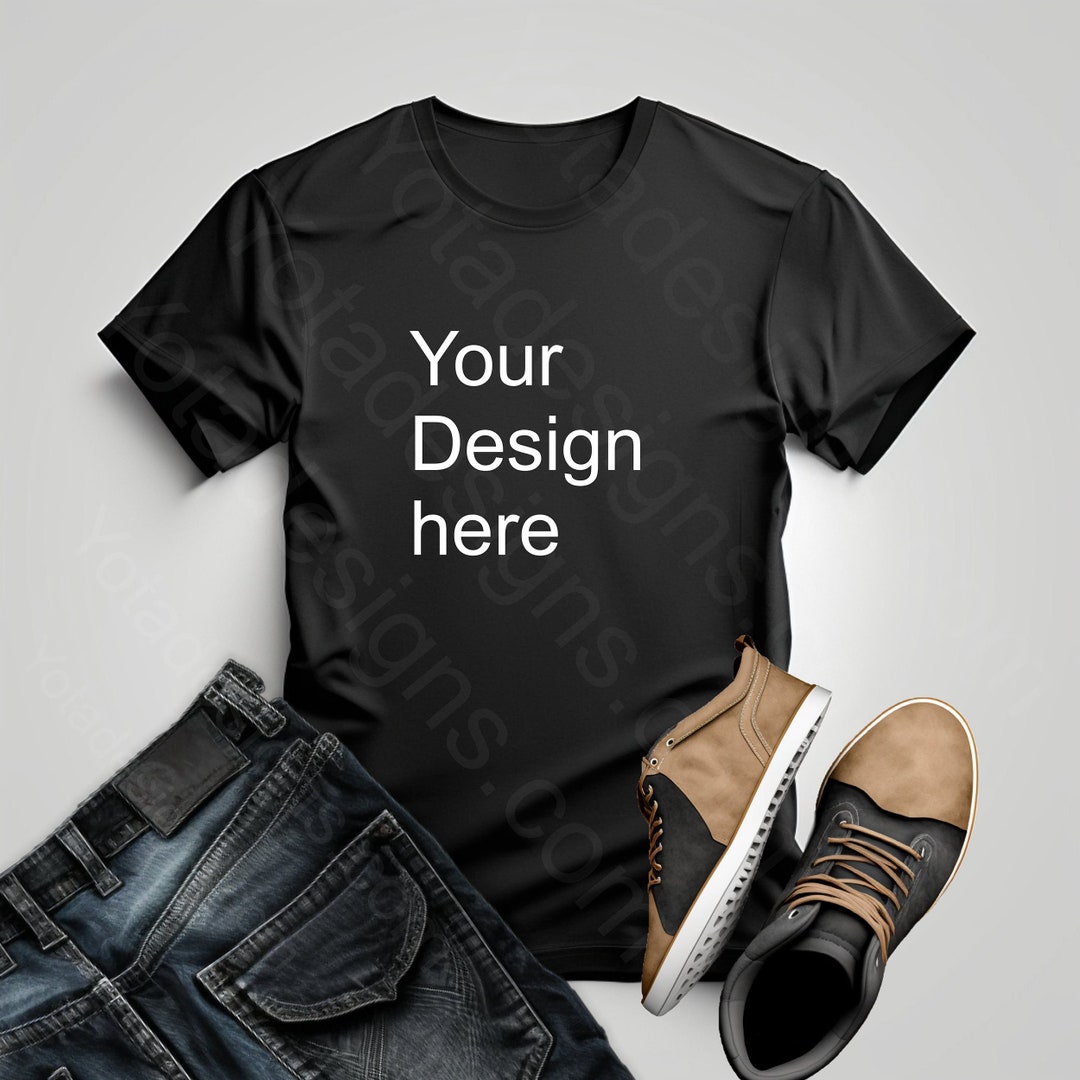 T-shirt Mockup, Black T-shirt Mockup, Digital Mock up for Tshirt ...
