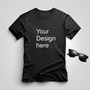 T-shirt mockup, Black T-shirt mockup, Digital mock up for tshirt, clothes, instant download