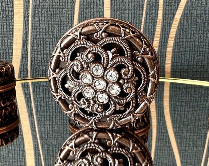 Vintage Pill Container with White Rhinestones - Artistic Pill Box Organizer