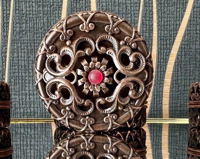 Retro Floral Vintage Pill Container - Mid-Century Medicine Storage