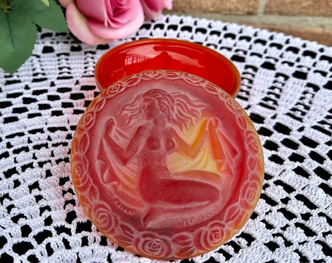 Exquisite Frosted Ruby Red Glass Box from the Ingrid Collection