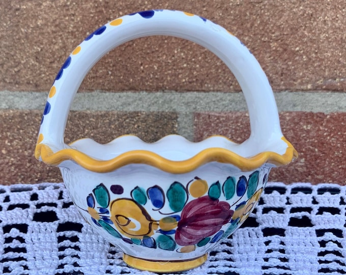 Ceramic decorative hand-painted basket