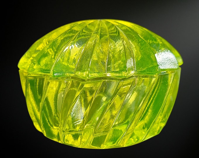 Collectible Radiant Uranium Glass Shell Jar - Beach House Display Piece