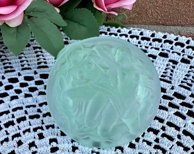 Frosted Glass Storage Box in Sea Wave Color