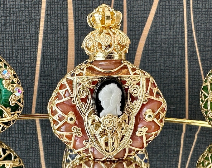 Elegant Non-Transparent Glass Flask with Cameo Decoration for Your Favorite Oil Perfumes, 6 ml