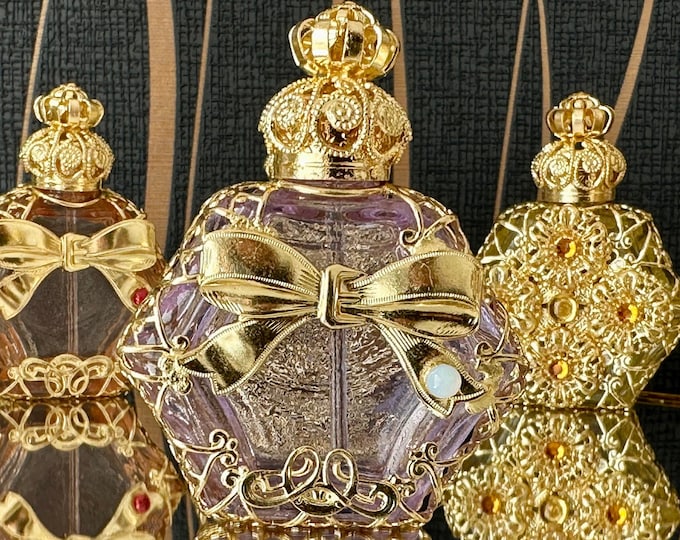 Handmade Glass Bottle with Metal Bow and Dip Stick - Elegant 7ml Home Decor Accent