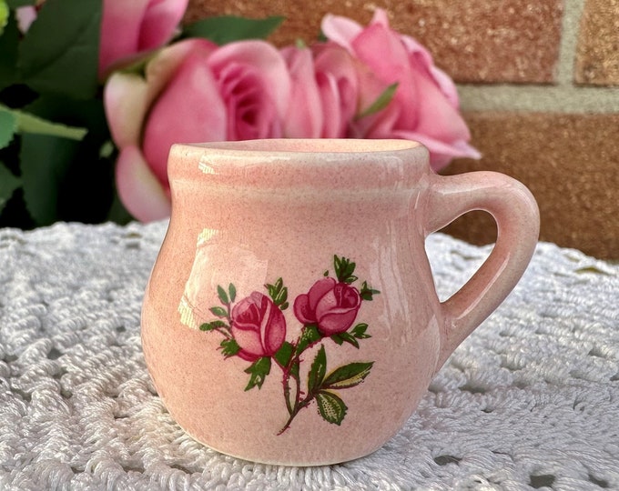 Miniature Pink Mug with Delicate Rose Decor - Ideal for Dollhouses or Collectors