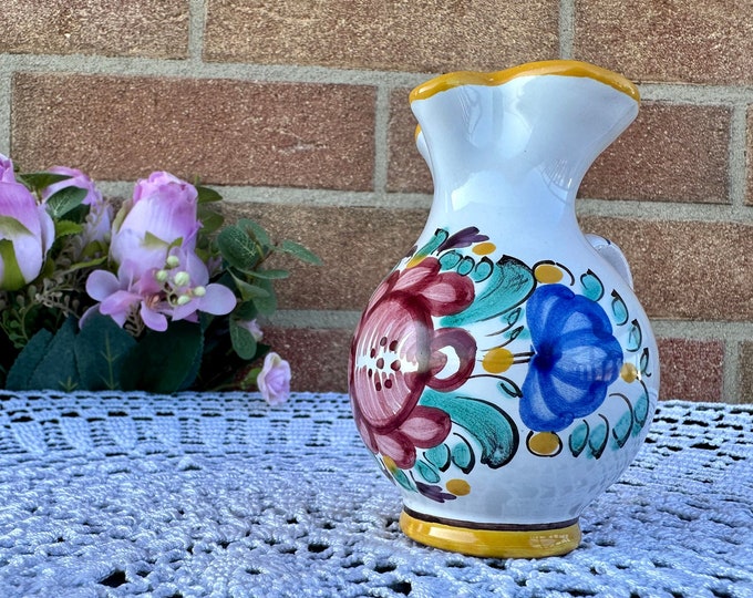 Hand-painted Ceramic Pitcher with Colorful Majolica Design - 10 cm Height
