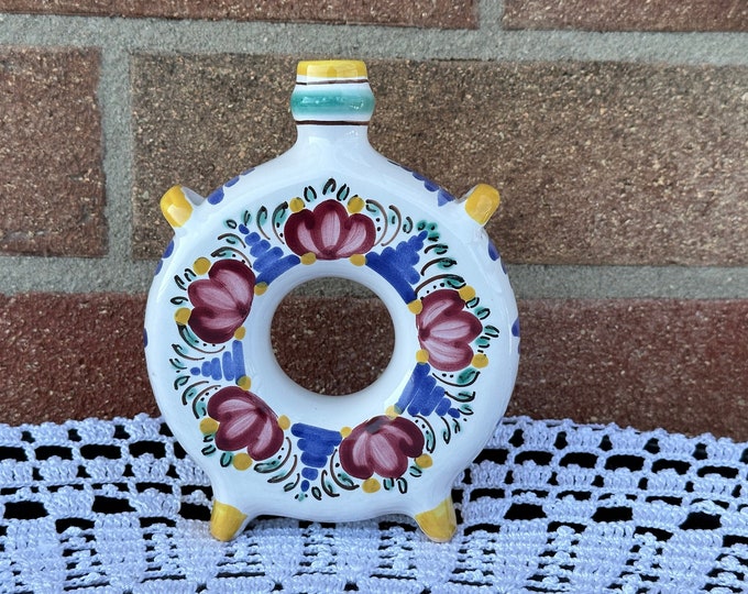 Rare Modra Pottery Canteen with Intricate Handpainted Designs - Vintage Flask for Collectors