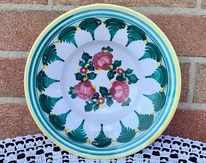 Collectible hanging hand-painted plate from 70s