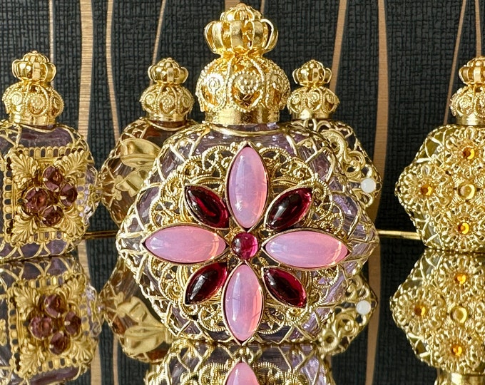 Purple Glass Perfume Container: Rhinestone Accents, 6 ml