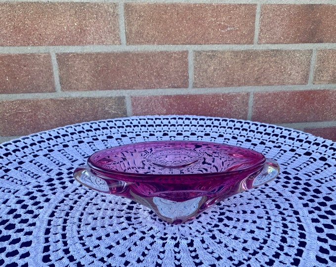 Small bowl / Vintage Midcentury Glass Ashtray by Chribska Czechoslovakia, from 1960s.