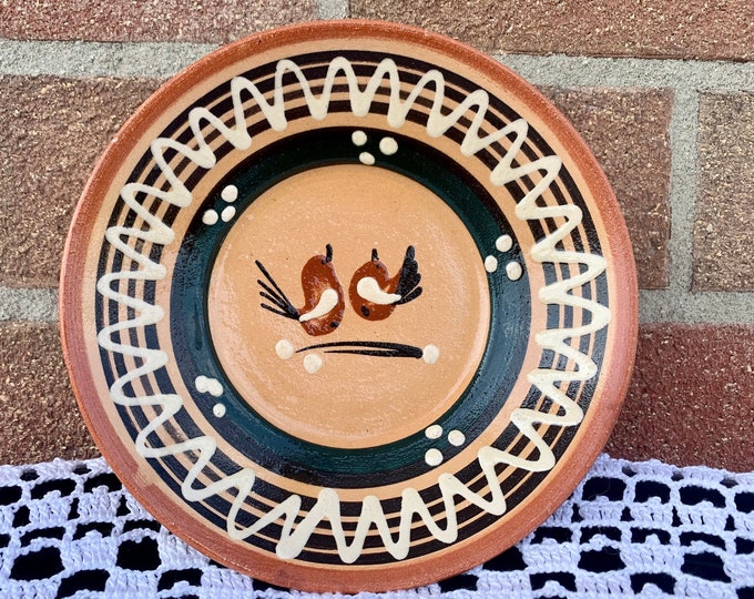 Collectible hanging hand-painted plate made in Czechoslovakia, year 1977