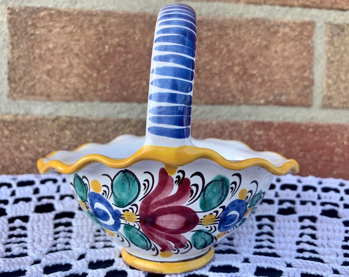Ceramic decorative hand-painted basket