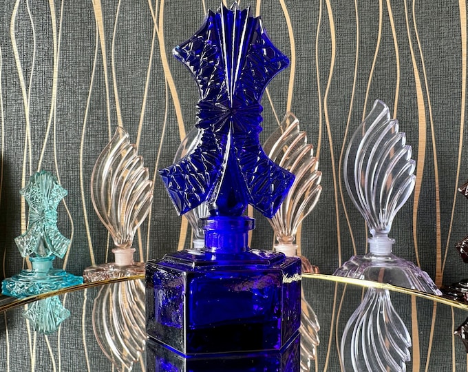 Timeless Blue Glass Bottle - Versatile Decor and Container for Perfumes and Oil Atars