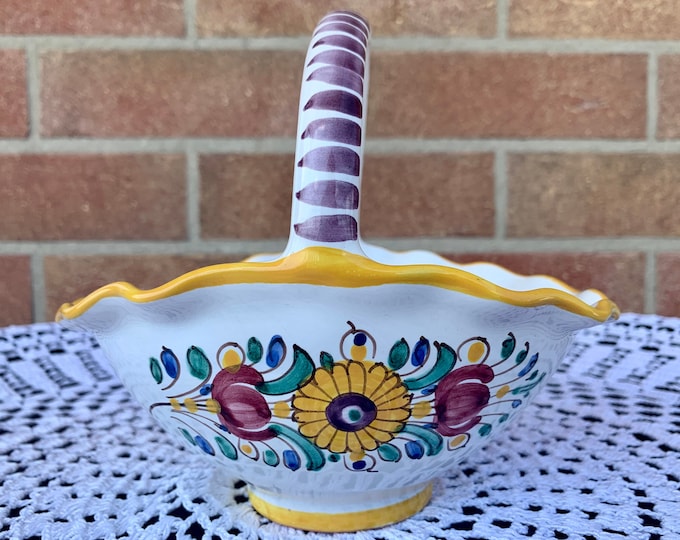 Ceramic decorative hand-painted basket