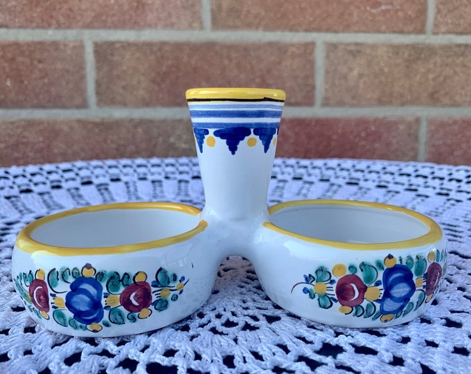 Ceramic decorative candlestick combined with spice rack with hand-painted decoration