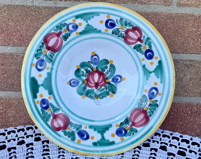Collectible hanging hand-painted plate from 70s