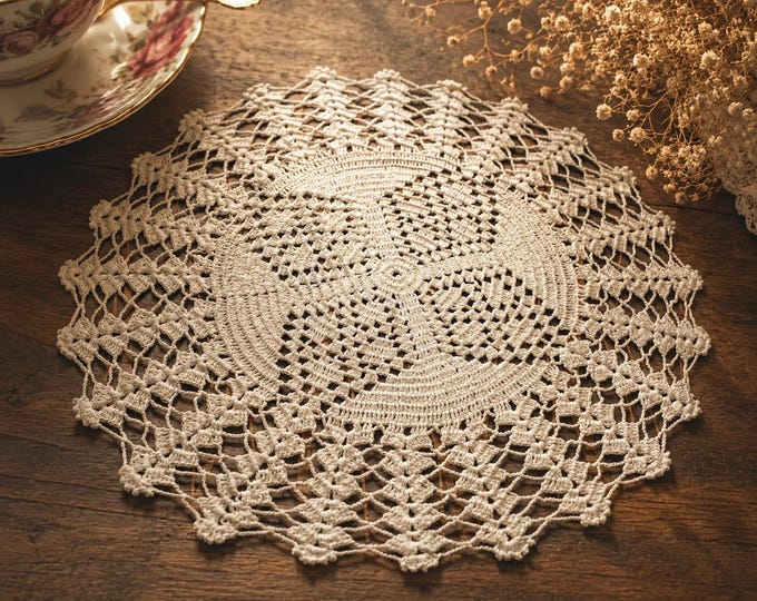 Handmade Crocheted Napkin: Retro Vintage Table Decor