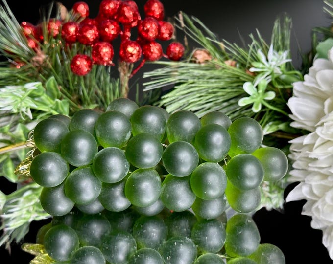 Frosted Green Glass Grape Bunch - Unique Table Centerpiece