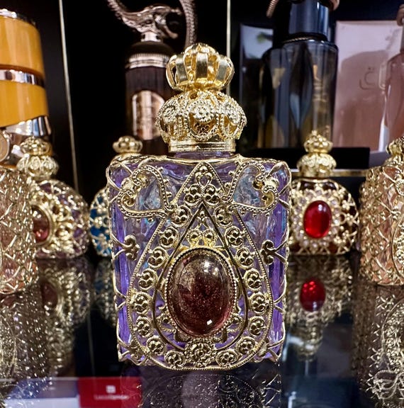 Luxurious Purple Vintage Perfume Bottle – Handmade, Collectible