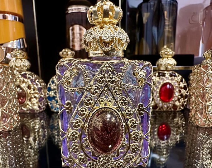 Luxurious Purple Vintage Perfume Bottle – Handmade, Collectible Oriental Design