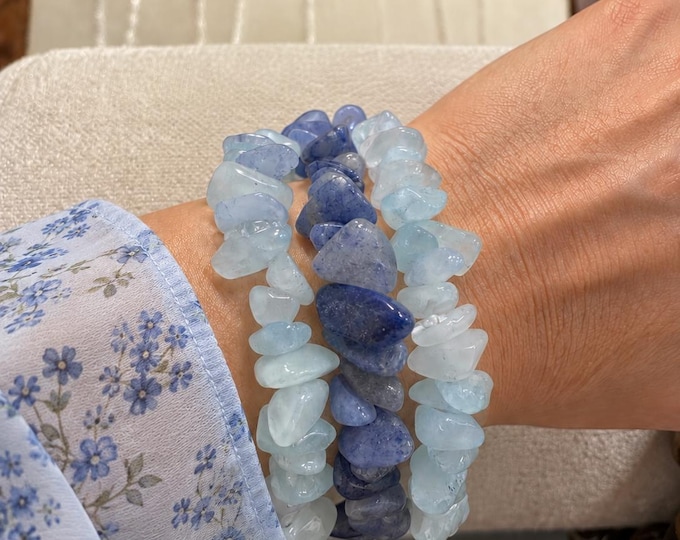 Aquamarine & Blue Aventurine Bracelets Set of 3