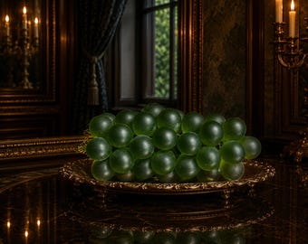 Frosted Green Glass Grape Bunch - Unique Table Centerpiece